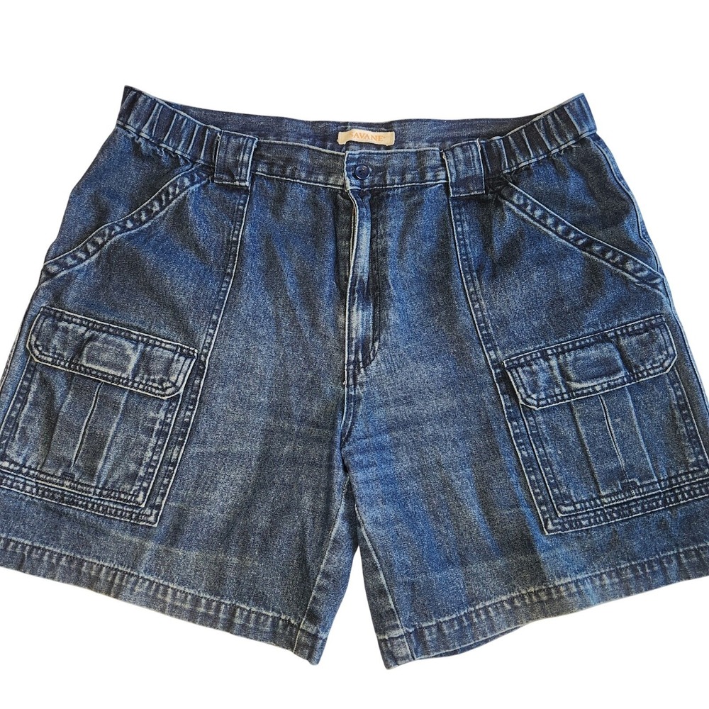 SAVANE Mid Thigh Jean Shorts Mens‎ 38 Blue Denim 7" Inseam 80's VTG Dad